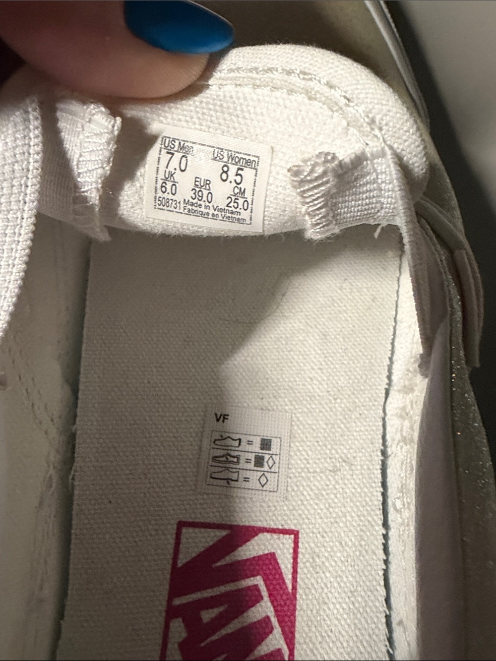 Vans Iridescent Slip-On Sneakers - Pink/White size 8.5 women - Picture 2 of 7
